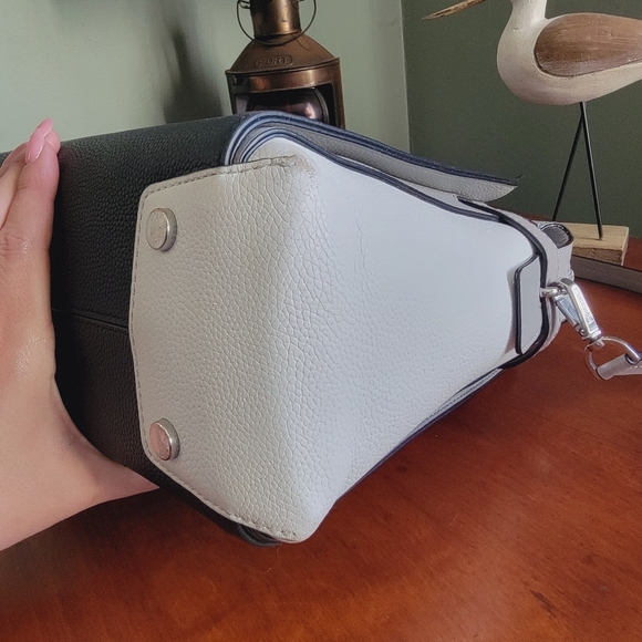 Michael Kors Mercer Large Colorblock Belted Satchel in Black White & Gray - Picture 9 of 15